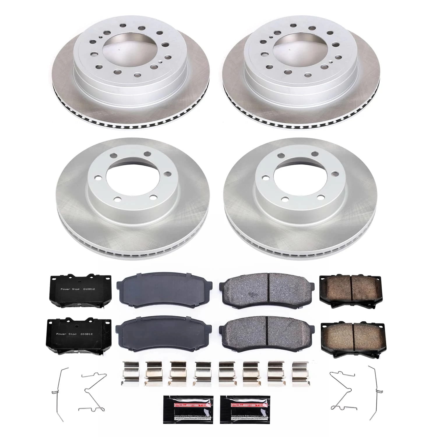 PowerStop Front and Rear Semi-Coated Rotor and Low-Dust Ceramic Brake Pad Kit SC2756