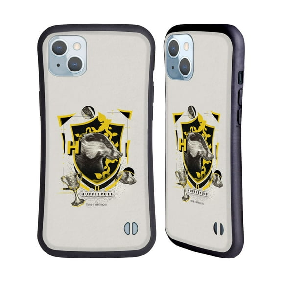 Head Case Designs Officially Licensed Harry Potter Deathly Hallows XXVII Hufflepuff Hybrid Case Compatible with Apple iPhone 14 Plus