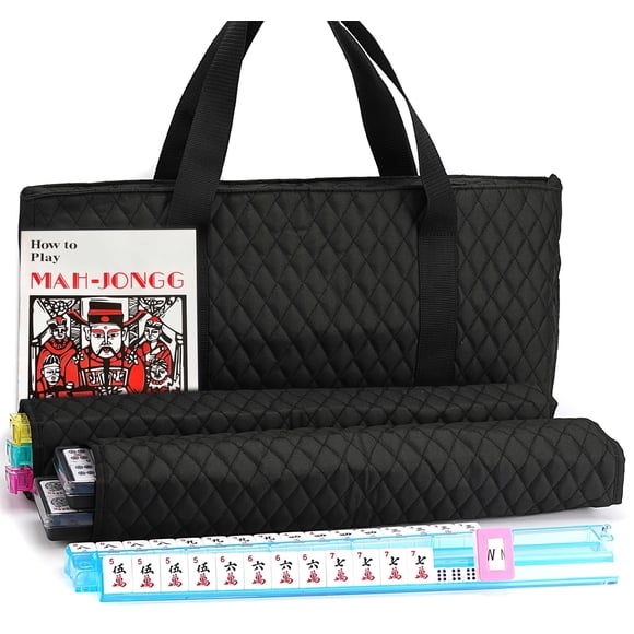 Set de juego Mahjong Mose Cafolo, bolsa blanda acolchada negra, 166 fichas