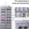 thumbnail image 5 of Sunglasses Organizer Storage Hanging Proof Wall Pocket Glasses Organizer-16 Slots Sunglass Organizer Holder With Metal Hook(One Size,Gray), 5 of 9
