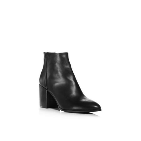 Aqua Leather - Aqua Womens Dante Leather Almond Toe Ankle Fashion Boots, Black, Size 10.0