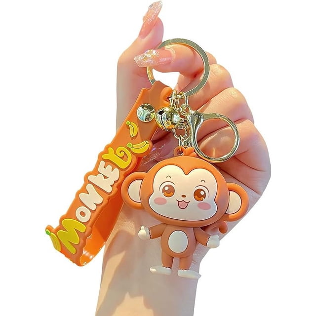 Lindo llavero colgante de animales de dibujos animados felices, llavero de silicona suave H