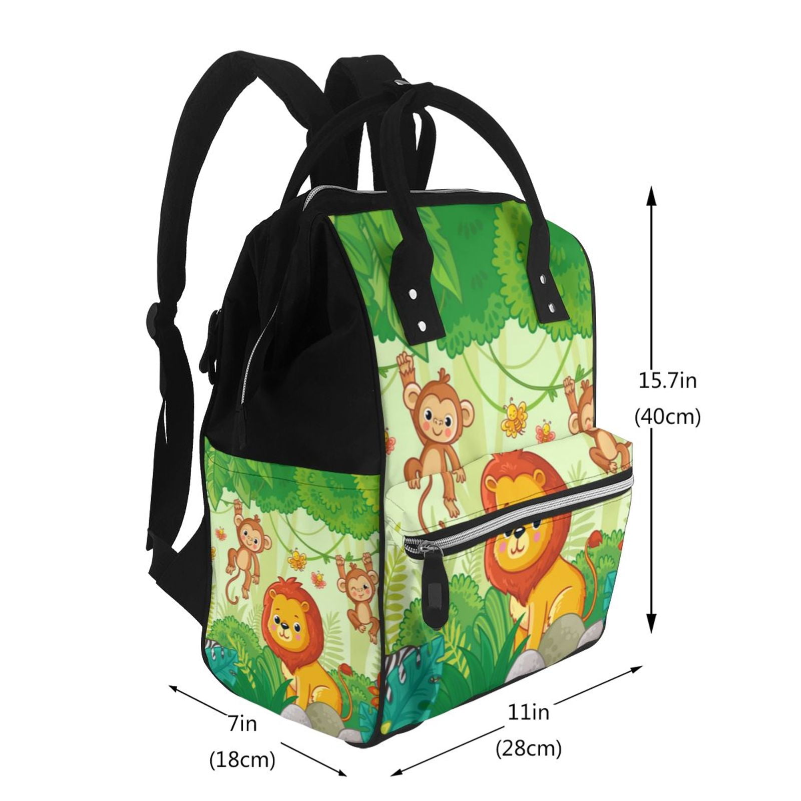 Ratiio African Animals in the Jungle Mummy Backpack - Waterproof Twill Canvas, Large Capacity Diaper Bag with Multiple Pockets and Adjustable Straps