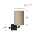 thumbnail image 4 of Franklin Iron Works Modern Swing Arm Wall Lamp Espresso Plug-In Light Fixture Tan Cylinder Shade for Bedroom Bedside Living Room, 4 of 4
