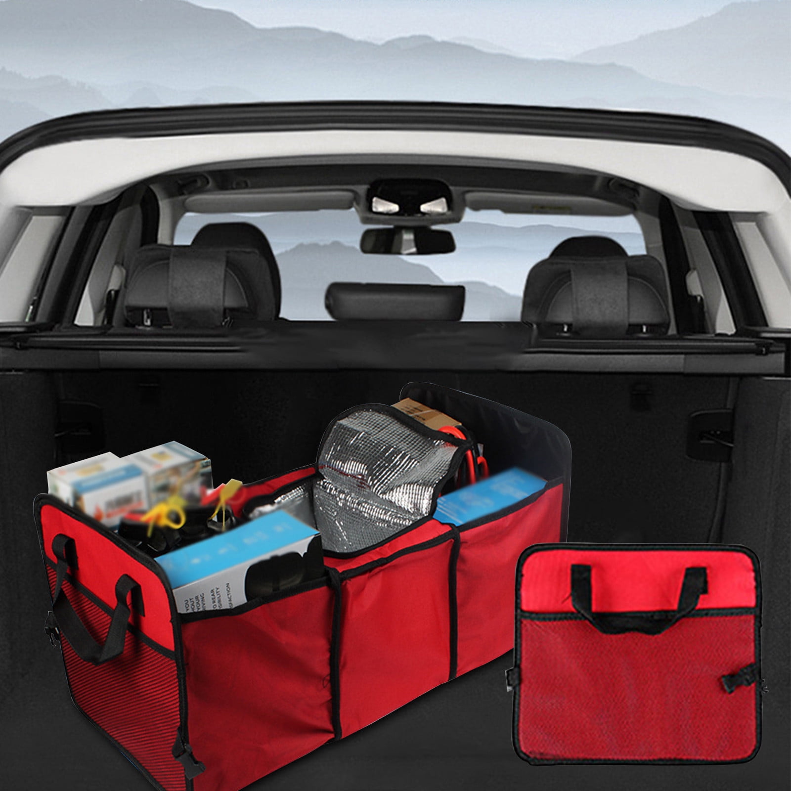 JOJOY LUX Car Trunk Organizer with Multi Compartments - Automotive  Collapsible Cargo Containers with 11 Pockets & Reinforced Handles, Vehicle  Grocery