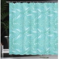 thumbnail image 3 of Ambesonne Blue Shower Curtain, Doodle Style Ocean Waves Leafy, 69"Wx75"L, Turquoise and Aqua, 3 of 4