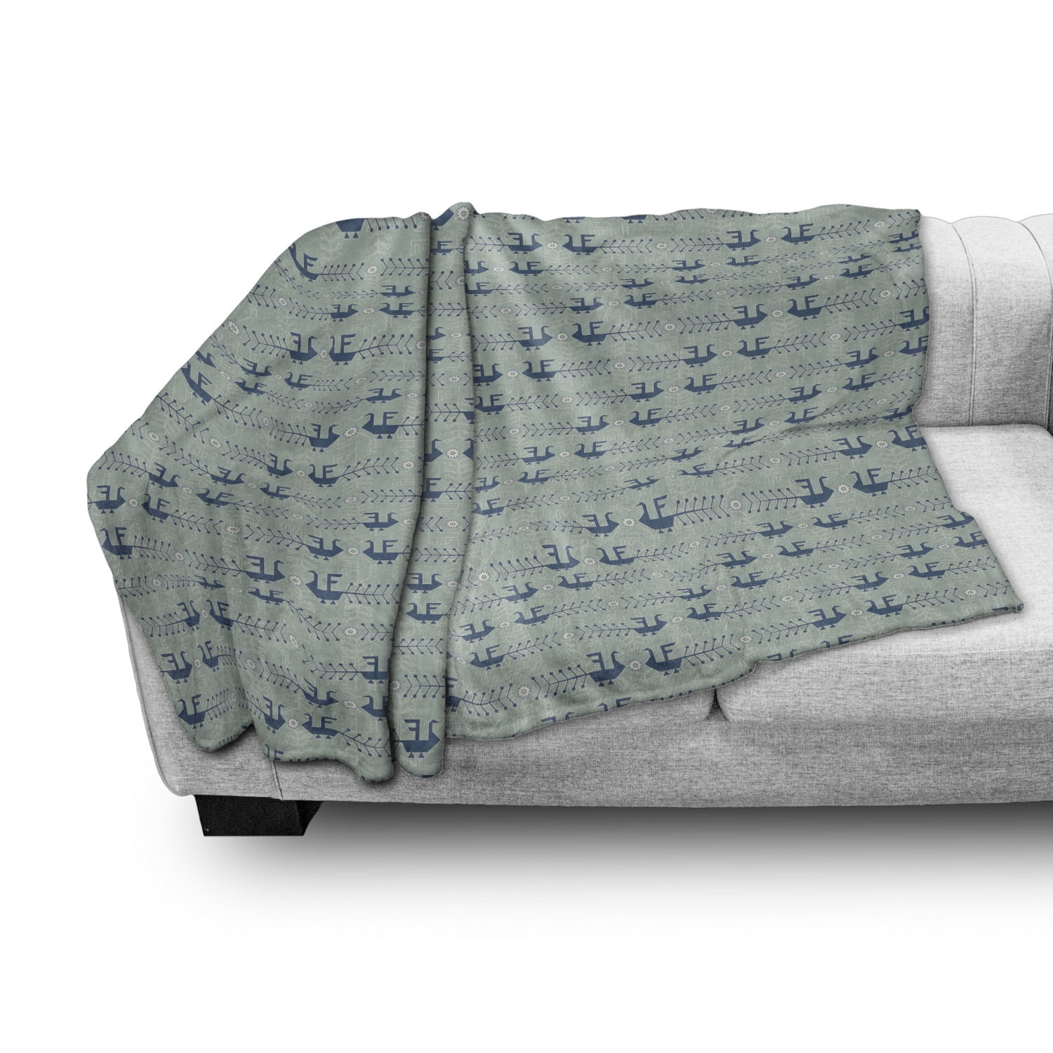 Ambesonne Abstract Throw Blanket Digitally Generated Surreal Print of Geometric Streaks Flannel Fleece Accent Piece Soft Couch Cover for Adults 60 x 80 Dark Blue Sea Green