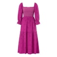 thumbnail image 5 of Eyicmarn Women Long Dress, Long Sleeve Dress Square Neck Embroidery Flower Loose Swing Dress, 5 of 9