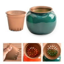 Walbest 1 Set Mini Flower Pot, 5.31" Dual Layer Shatterproof Plastic Plant Flower Pot with Water Container for Home Garden