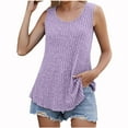 thumbnail image 2 of Woman Tank Top Women's Casual Spring And Summer Leisure V-neck Solid Color Striped Pullover Purple M, 2 of 7