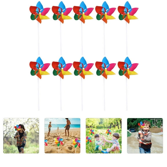 WHAMVOX 25 Pieces Hexagonal Colored Windmill Toy Set for Kids Playing Safe Plastic