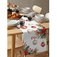 thumbnail image 3 of Hokiten Table Runners 36 Inches Long Dress Scarves, Christmas Balls Farmhouse Kitchen/Dining Table Runner, Short Coffee Tablerunners, Xmas Poinsettia Botanical Red 13x36 Inch, 3 of 7