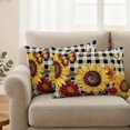 thumbnail image 2 of Sunflower Black Check Outdoor Waterproof Pillow Covers, Farmhouse Flowers Butterfly Decorative Rectangle Throw Pillowcase Sofa Cushion Sham for Patio/Couch/Chair, 20"x12" 2 Pack, 2 of 8