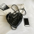 thumbnail image 4 of KEINXS Women Chic Sling Bag Heart Shaped Metallic Color Street Style Bag (Black), 4 of 10