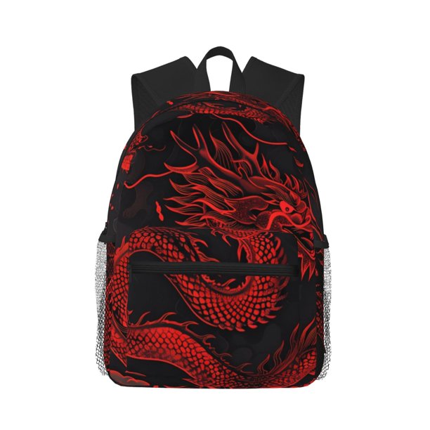 Easygdp Red Dragon On Black Mochila Casual para Portátil, Mochila para Escuela, Viajes, Negocios