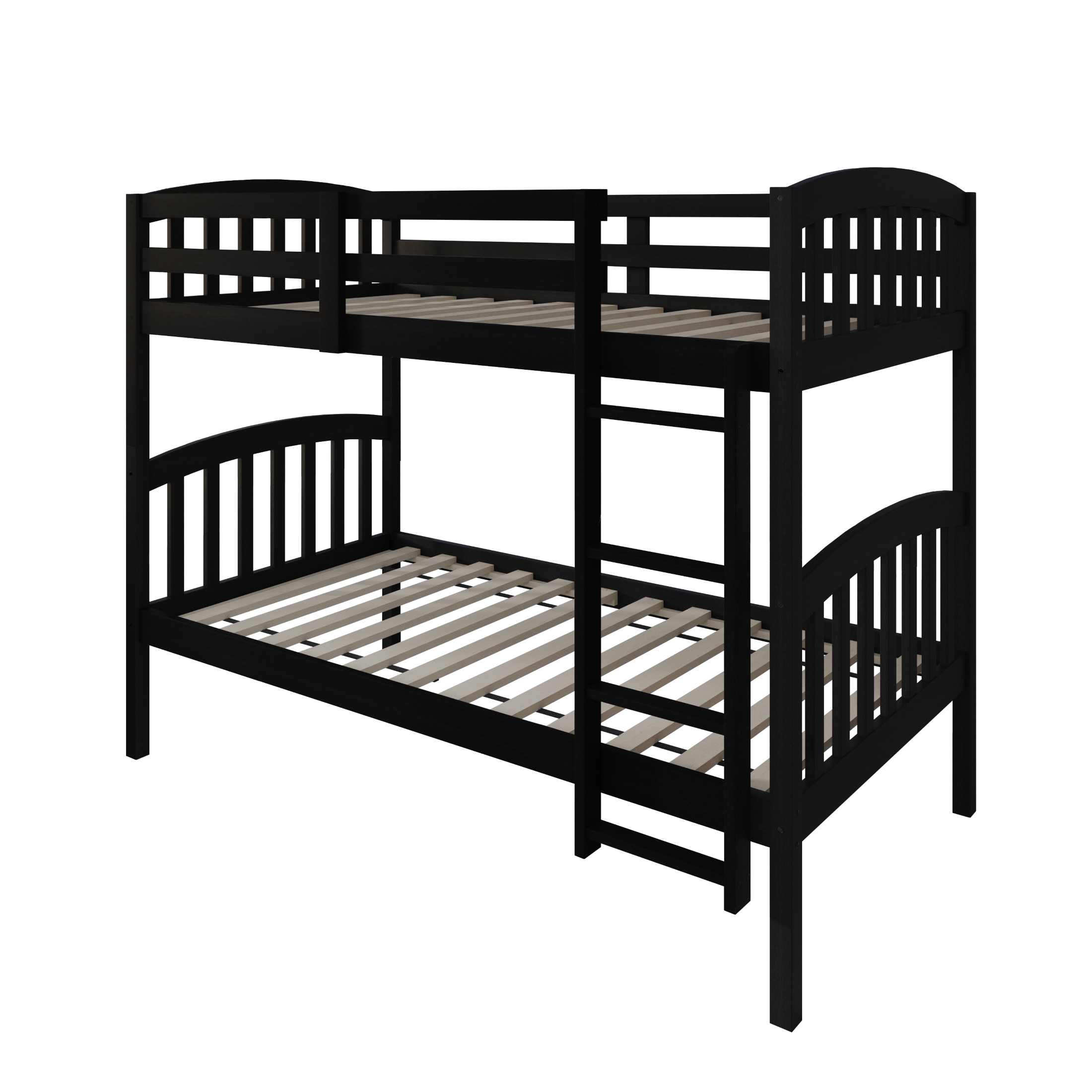 Castle Place Mid-Century Twin over Twin Wooden Convertible Bunk Bed, Black