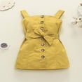 thumbnail image 2 of Robe d'Été Adorable pour Tout-Petits Filles Robe d'Été Unie à Bretelles Sans Manches à Simple Boutonnage Robe Trapèze, 2 of 9