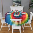 thumbnail image 2 of Colorful Tie Dye Pattern Round Tablecloth 60"x60",Wrinkle Wipeable Table Cloth for Kitchen Dining Room Picnic Patio Party, 2 of 6