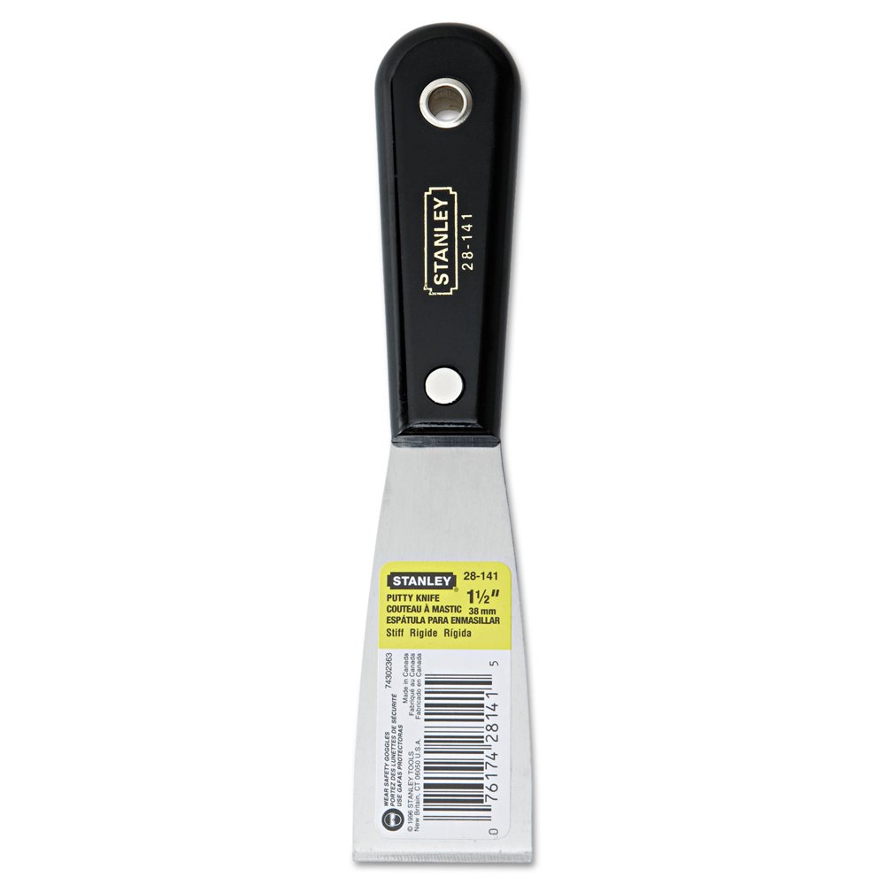 Stanley Tools Nylon Handle Putty Knife, 1 1/2" Wide, Steel Blade, Black