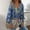 Marine, variante sur Chemise à Manches Longues à Col en V Imprimée Style Bohème des Fêtes pour Femmes avec Lien Hauts à Demi-Manches pour Femmes Chemise d'Entraînement à Col en V pour Femmes Chemises et Blouses à Col pour Femmes Chemise Boutonnée pour Femmes Femmes