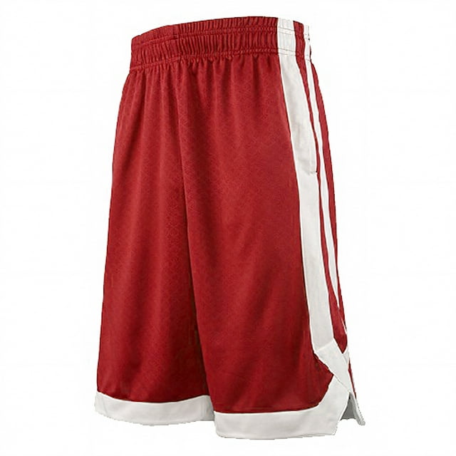 TOPTIE Short de Soccer pour Grands Garçons, Shorts de Course de 8 Pouces avec Poches-Rouge/blanc-M/ 10-12