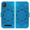 thumbnail image 4 of Asuwish Compatible with Cloud Mobile Stratus C7 Wallet Phone Case and Tempered Glass Screen Protector Flip Credit Card Holder Stand Wrist Strap Mandala Flower Cell Cover for C_7 C 7 Women Men Blue, 4 of 8