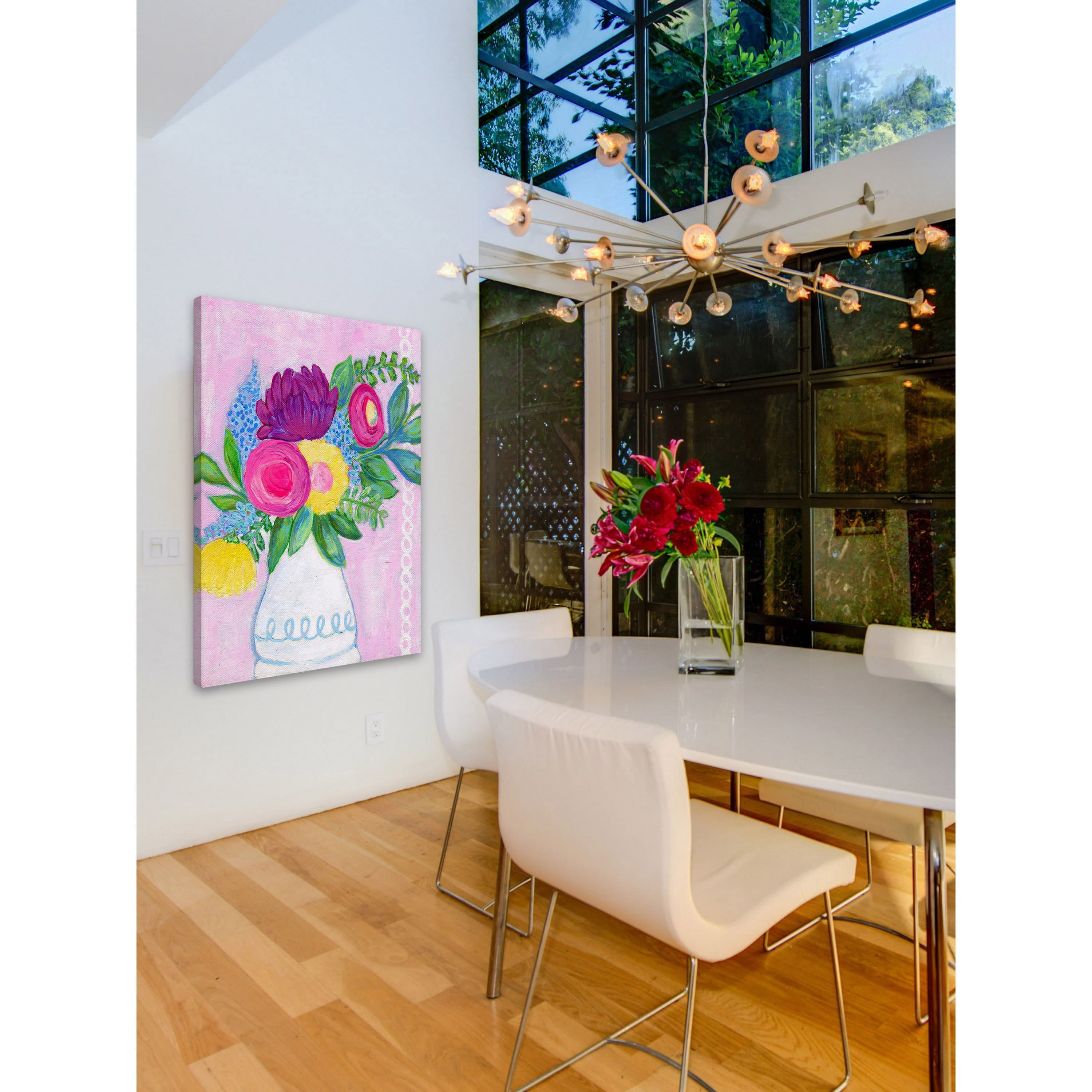 Marmont Hill "Flowers in Vase" by Jill Lambert Painting Print on Wrapped Canvas
