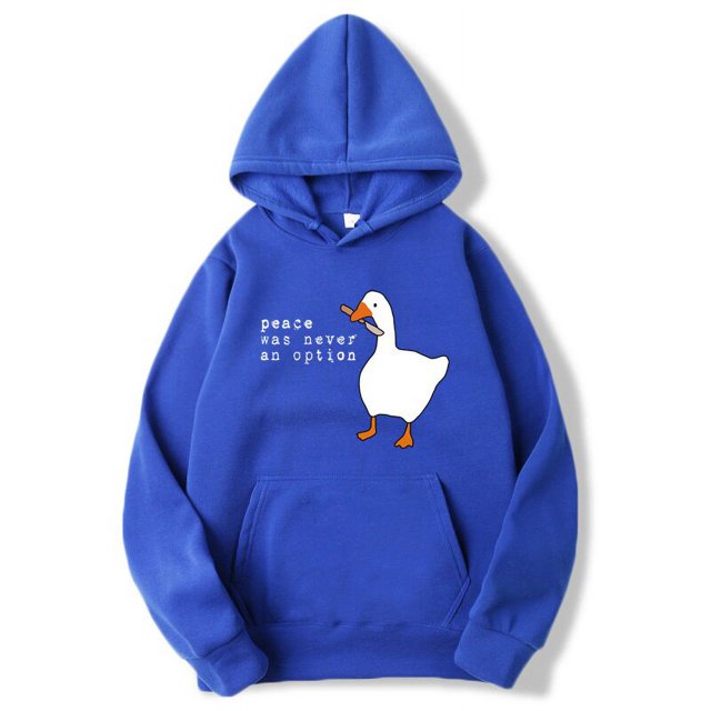 Sudadera con capucha con patrón de pato de la paz nunca Option para hombre, Sudadera con capucha de Hip Hop, abrigo de estilo Y2k, ropa de moda guapo Unisex, otoño xuanjing unisex