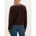 thumbnail image 4 of Women's Cropped Cardigan Sweaters Fall Long Sleeve Button Down Color Block Knit Outwear Coats Brown L, 4 of 8