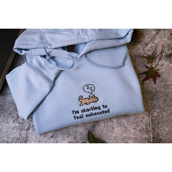 I'm Starting To Feel Exhausted shirt Stardew Valley,Embroidered Sleepy Cat chicken Pixel Art, Gamer Gift, For Him or Her, Pelican Town, Cozy