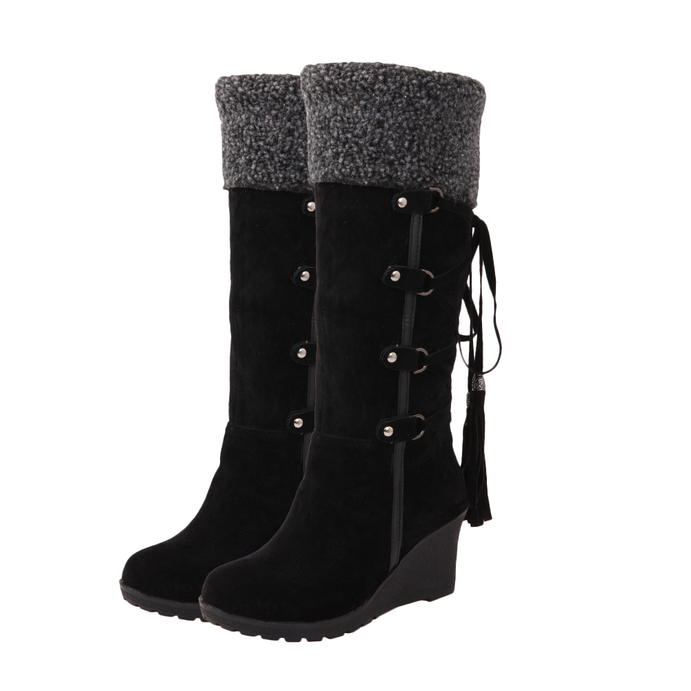 COSMOBETTY Winter Boots Woman 1 Pair High Boots in Black Rubber for Warm and Non-slip Experience
