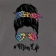 thumbnail image 2 of Mom Life Messy Hair Bun | Tie Dye Leopard Print Bandana | Funny Mother's Day Mother's Day Womens Slim Fit Junior Tee, Dark Grey, S, 2 of 5