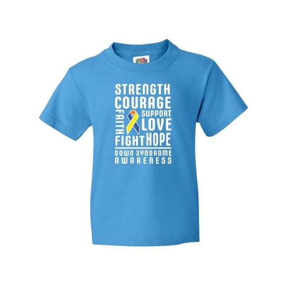 Inktastic Down Syndrome Awareness Strenth Courage Support Youth T-Shirt
