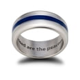 thumbnail image 2 of Men's Stainless Steel Thin Blue Line Ring-Matthew 5:9 by Shields of Strength, 2 of 4