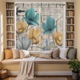 thumbnail image 2 of Watercolor Flowers Kitchen Curtains 63 Inch Length, Vintage Tulips Floral Barn Doors Wood Grain Tiers Curtains for Living Room Berdoom, Light Filtering Drapes Window Treatment 2 Panels 42"Wx63"L, 2 of 8