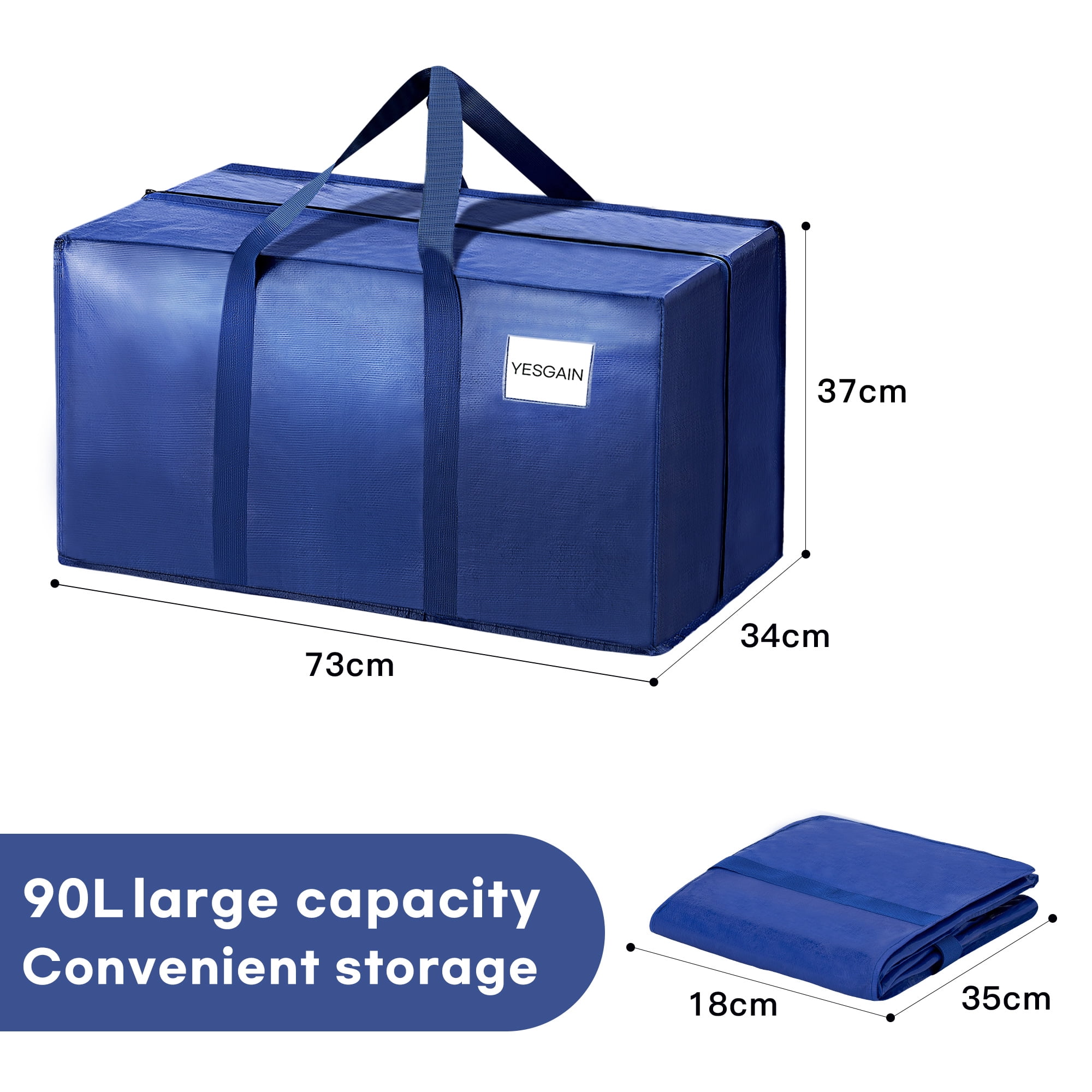 YESGAIN Heavy Duty Moving Bags, Large Storage Totes, Strong Zipper, Comfortable Handles, for Clothes, College Supplies and Home Organization