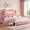 Pink with Diamond, variant on Hijob Twin Size Bed Frame for Girls/Kids with 2-Tier Storage Headboard, Velvet Upholstered Platform Bed with 2 Storage Drawers, Built in Charging Station & LED, Pink