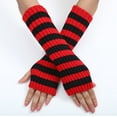 thumbnail image 2 of Ladies Warm Knit Fingerless Gloves Convertible Mittens Fashion Flowers, 2 of 6