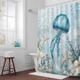 thumbnail image 3 of Ocean Jellyfish Bathroom Shower Curtain, Vintage Nautical Starfish Anchor Floral Waterproof Washable Soft Bath Curtain for Bathtub Decor with 12 Hooks&Grommet, 36x72 Inch, 3 of 9