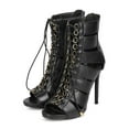 thumbnail image 5 of Miss L ED75 Women Leatherette Peep Toe Elastic Corset Gladiator Stiletto Sandal, 5 of 5