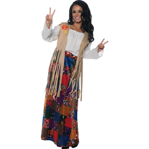Underwraps Fringed Vest Halloween Fancy-Dress Costume for Adult, with Patches Regular One Size