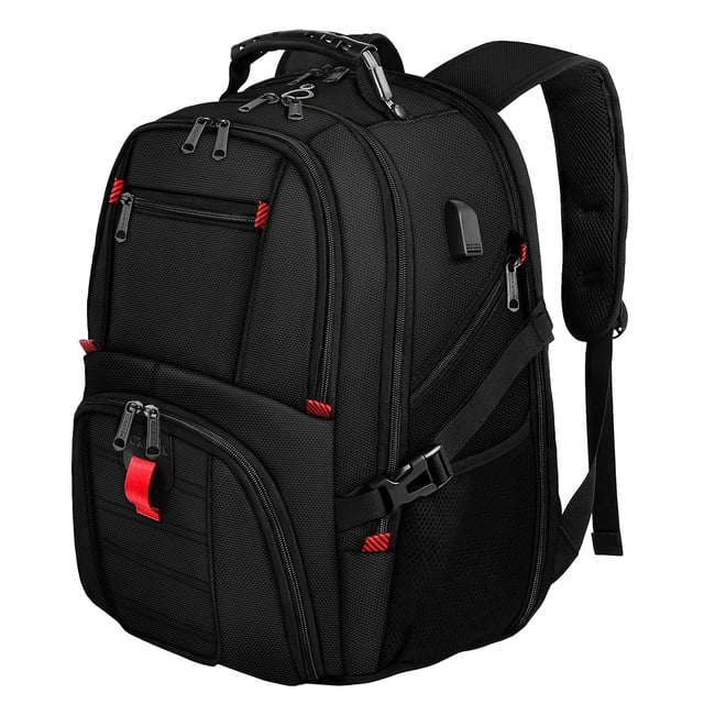 Mochila de viaje YOREPEK para portátil de 15,6 pulgadas, resistente al agua, negra