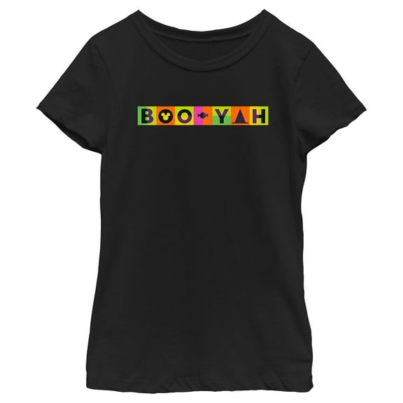 Girl's Mickey & Friends Halloween Boo-Yah Logo Graphic Tee Black X Small