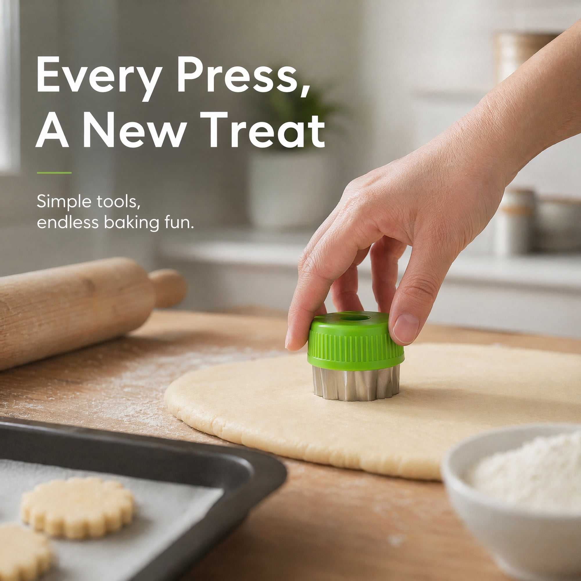 Unique Bargains 9Pcs Handheld Metal Biscuit Cutter Set with Handle Green-4