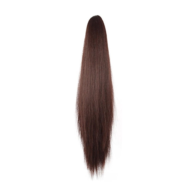 Épingle à Cheveux Mode Extension de Cheveux Pince Queue de Cheval Perruque Longue Brun Foncé Extensions de Cheveux Humains Perruque pour
