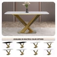 thumbnail image 6 of LeisureMod Voren Modern Dining Table with 62" Rectangular Sintered Stone or Glass Wide Tabletop and Steel Legs for Home, Kitchen, Dining or Conference Room in White, 6 of 10