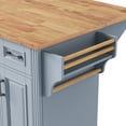 thumbnail image 5 of 54inch Large Kitchen Island with Rubber Wood Drop Leaf, Embossed Texture Rolling Kitchen Cart on 4 Wheels with 4 Doors and 3 Drawers, Kitchen Island with Storage for Kitchen, Dining Room,Grey Blue, 5 of 8