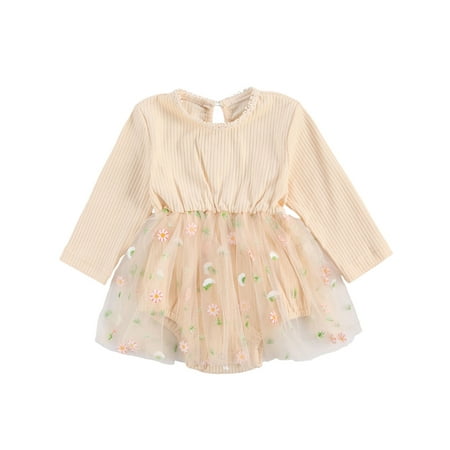 

LisenraIn Spring Kids Baby Girls Knitted Bodysuit Long Sleeves Jumpsuit