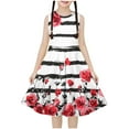 thumbnail image 2 of SGFCWSX Girls Sleeveless Dress Casual Round Neck A-Line Floral Print Summer Dresses for Kids Black Size 5-6 Years, 2 of 6