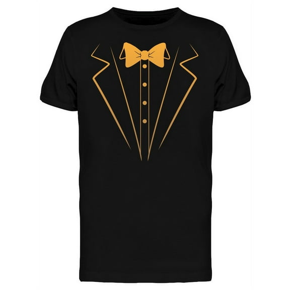 Yellow Printed Tuxedo Suit And Bow Tie Men T-shirt